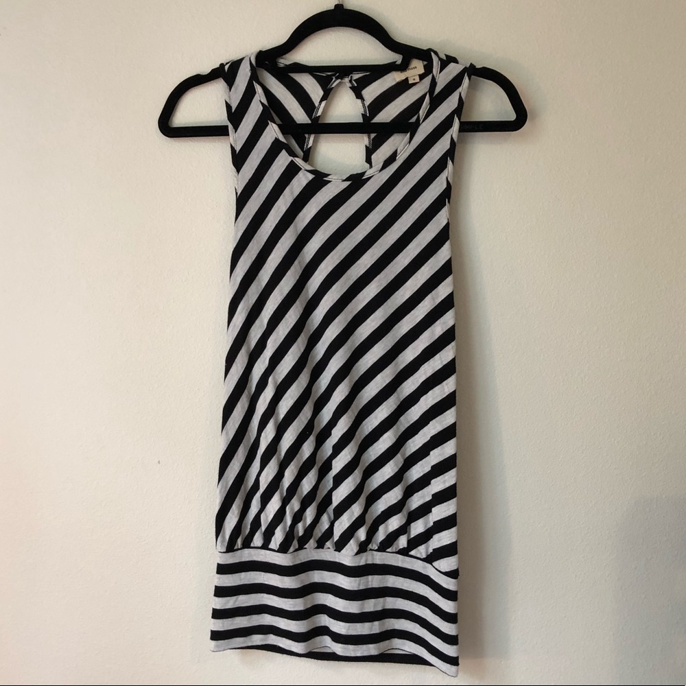 Ella moss black and grey striped top